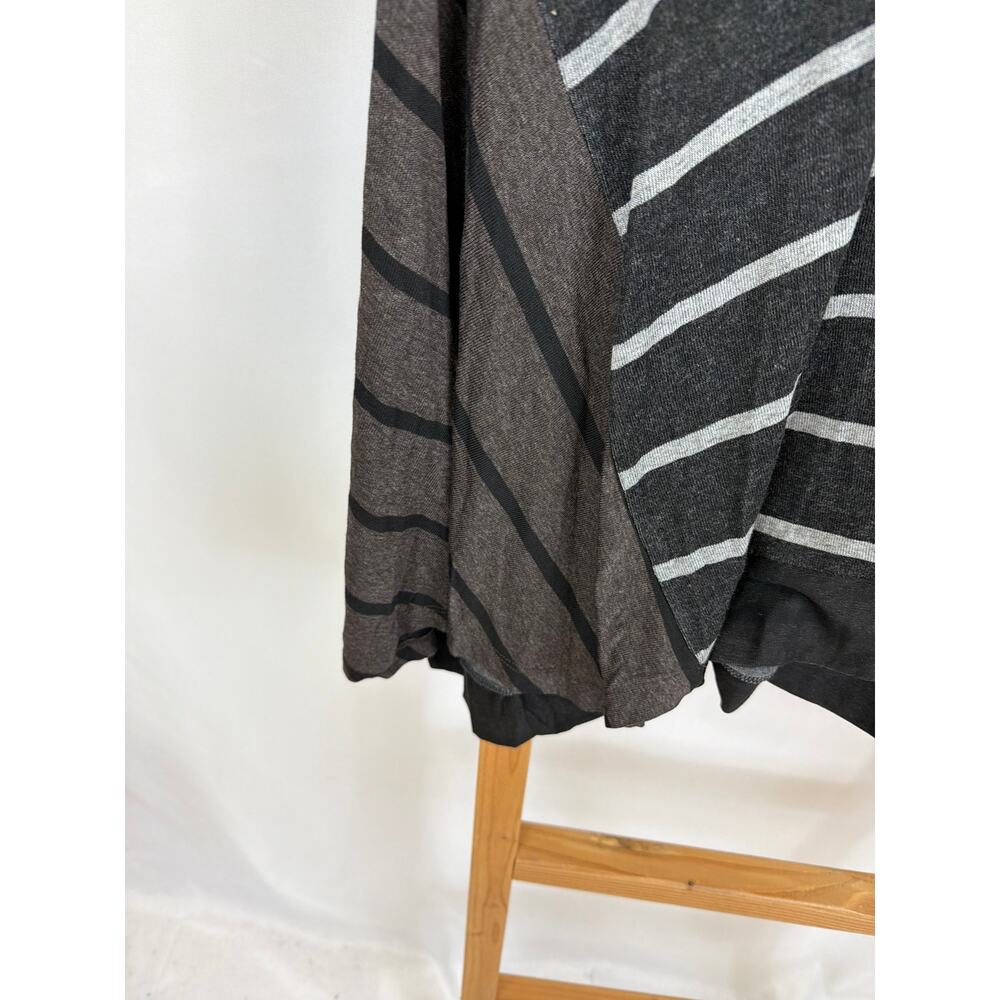 Alembika Striped Drop Shoulder Tunic Top Gray Brown Colorblock Israel L - Picture 2 of 8